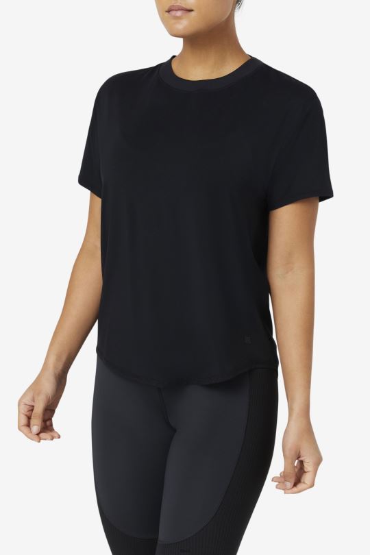 fila fi-lux černý top s krátkým rukávem 0668L1899 Černá FILA