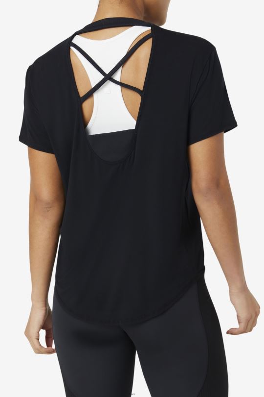 fila fi-lux černý top s krátkým rukávem 0668L1899 Černá FILA