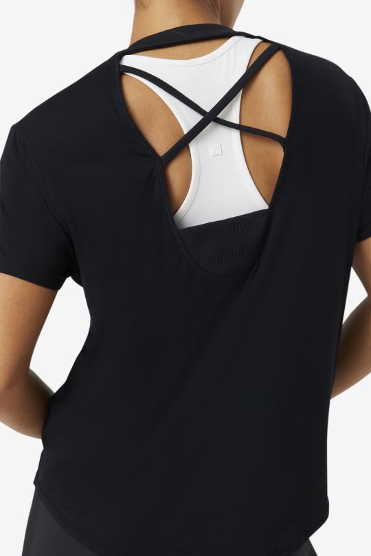 fila fi-lux černý top s krátkým rukávem 0668L1899 Černá FILA