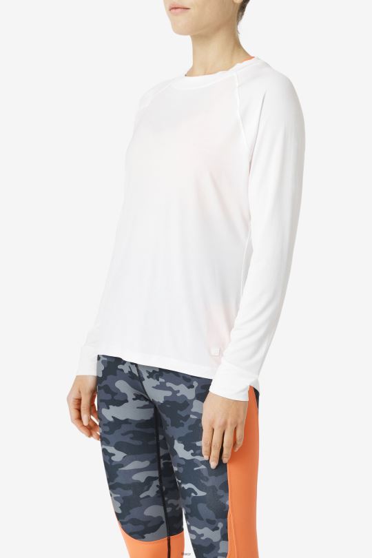fila fi-lux síťovaná záda dlouhý rukáv crew bílá 0668L1867 bílý FILA