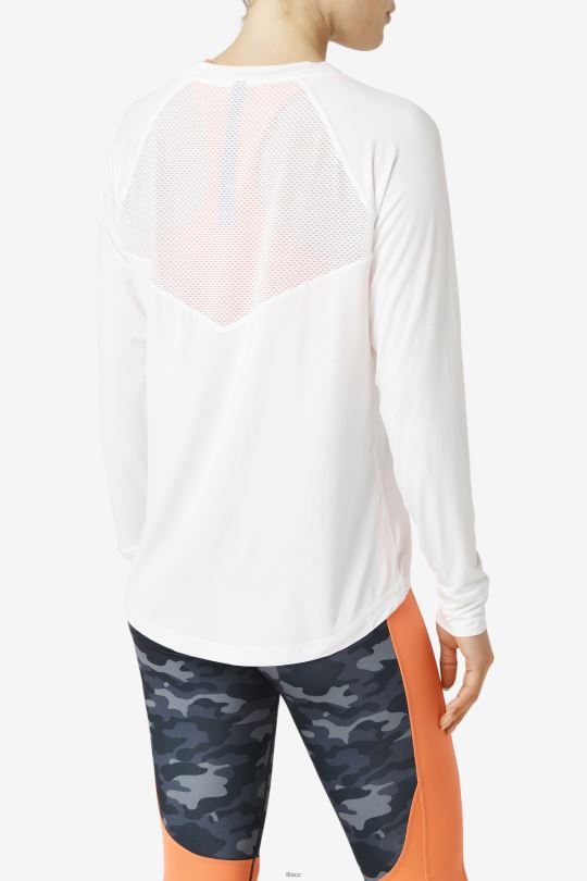 fila fi-lux síťovaná záda dlouhý rukáv crew bílá 0668L1867 bílý FILA