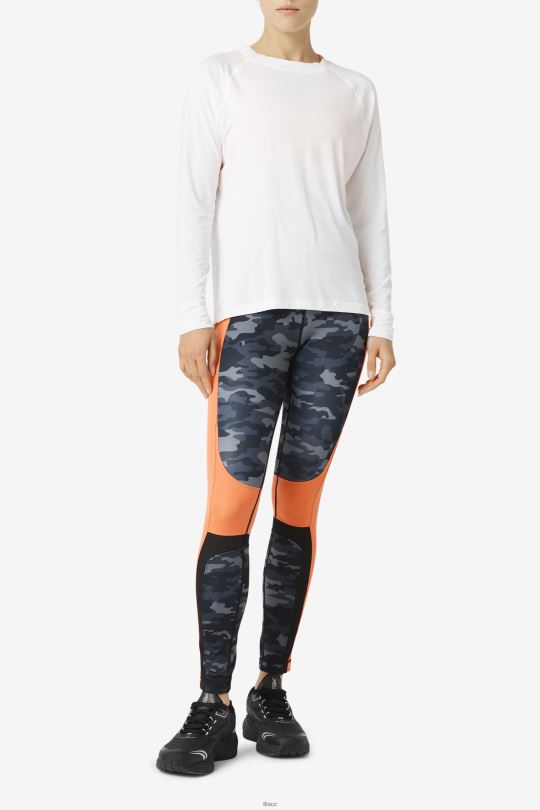 fila fi-lux síťovaná záda dlouhý rukáv crew bílá 0668L1867 bílý FILA