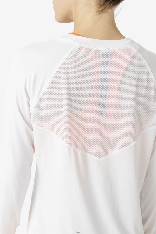 fila fi-lux síťovaná záda dlouhý rukáv crew bílá 0668L1867 bílý FILA