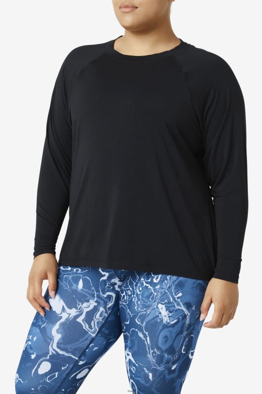fila fi-lux síťovaná záda dlouhý rukáv crew černá 0668L1897 Černá FILA