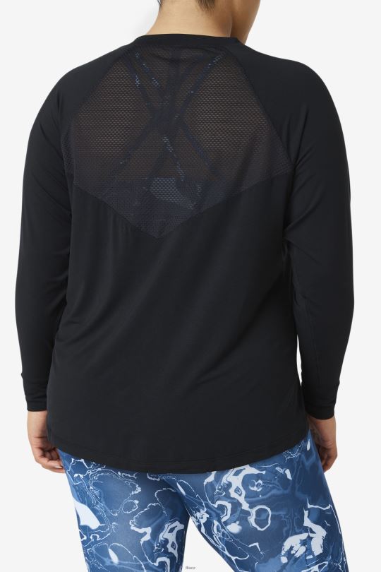 fila fi-lux síťovaná záda dlouhý rukáv crew černá 0668L1897 Černá FILA