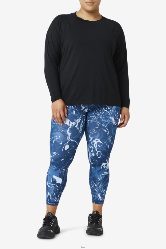 fila fi-lux síťovaná záda dlouhý rukáv crew černá 0668L1897 Černá FILA