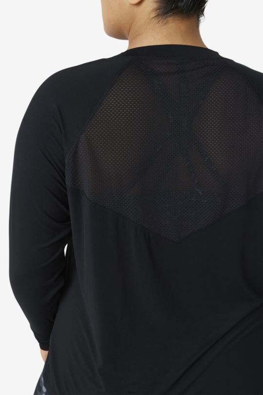 fila fi-lux síťovaná záda dlouhý rukáv crew černá 0668L1897 Černá FILA
