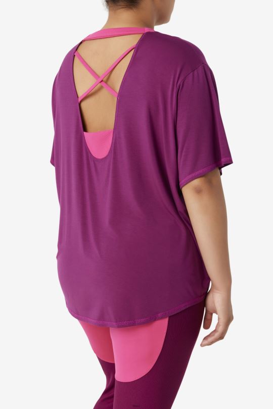 fila fi-lux top s krátkým rukávem purpurově fialový 0668L1921 purpurově fialová FILA