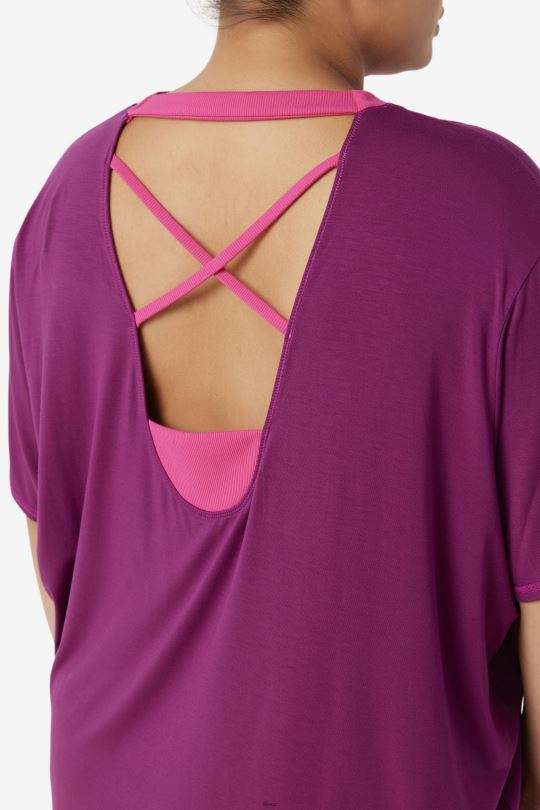 fila fi-lux top s krátkým rukávem purpurově fialový 0668L1921 purpurově fialová FILA