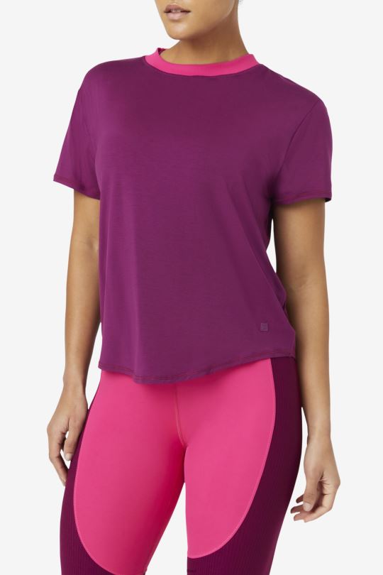 fila fi-lux top s krátkým rukávem purpurově purpurový 0668L1903 purpurově purpurová FILA