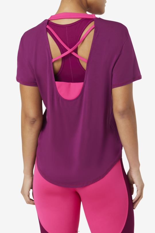 fila fi-lux top s krátkým rukávem purpurově purpurový 0668L1903 purpurově purpurová FILA
