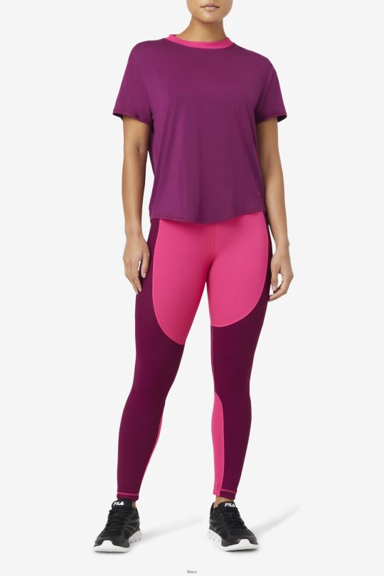 fila fi-lux top s krátkým rukávem purpurově purpurový 0668L1903 purpurově purpurová FILA