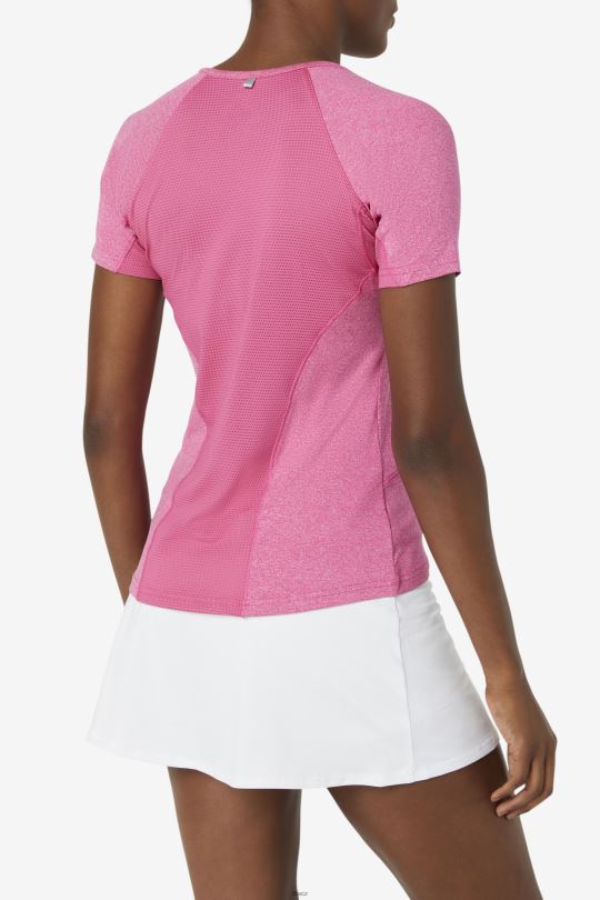 fila růžový vřesový top s krátkým rukávem 0668L2026 růžový zářící vřes FILA