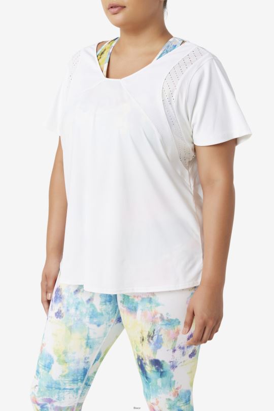 fila uplift texturovaný top s krátkým rukávem bílý 0668L1909 bílý FILA