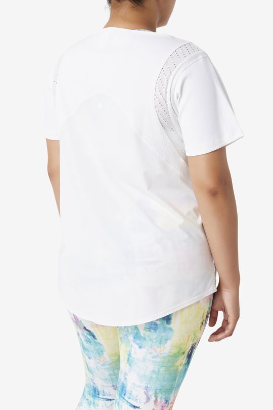 fila uplift texturovaný top s krátkým rukávem bílý 0668L1909 bílý FILA