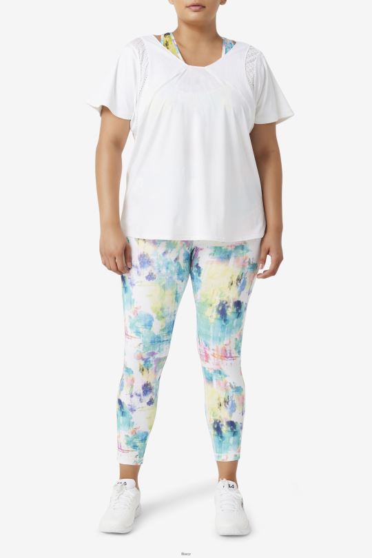 fila uplift texturovaný top s krátkým rukávem bílý 0668L1909 bílý FILA