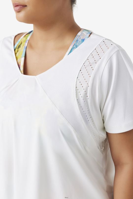 fila uplift texturovaný top s krátkým rukávem bílý 0668L1909 bílý FILA