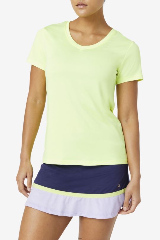 fila yellowheather pickleball hedvábný výstřih do V 0668L2032 žlutý vřes FILA