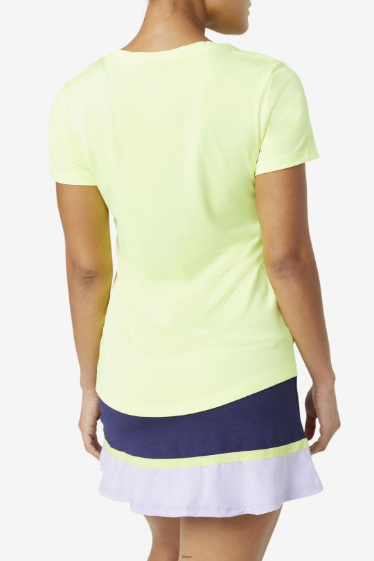 fila yellowheather pickleball hedvábný výstřih do V 0668L2032 žlutý vřes FILA