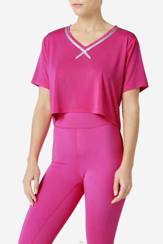 jasně růžová fi-lux high-low crop top fila 0668L1860 světle růžová FILA
