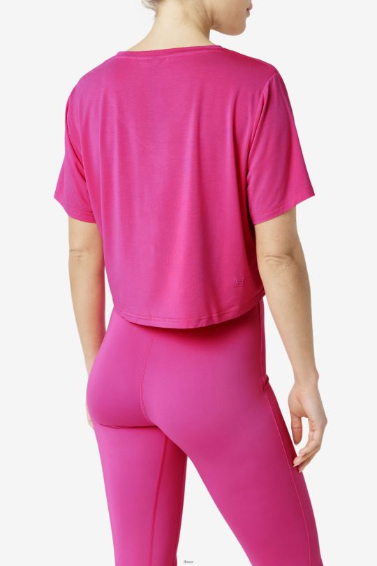 jasně růžová fi-lux high-low crop top fila 0668L1860 světle růžová FILA