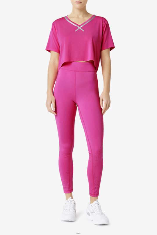 jasně růžová fi-lux high-low crop top fila 0668L1860 světle růžová FILA