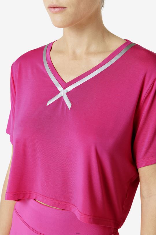 jasně růžová fi-lux high-low crop top fila 0668L1860 světle růžová FILA