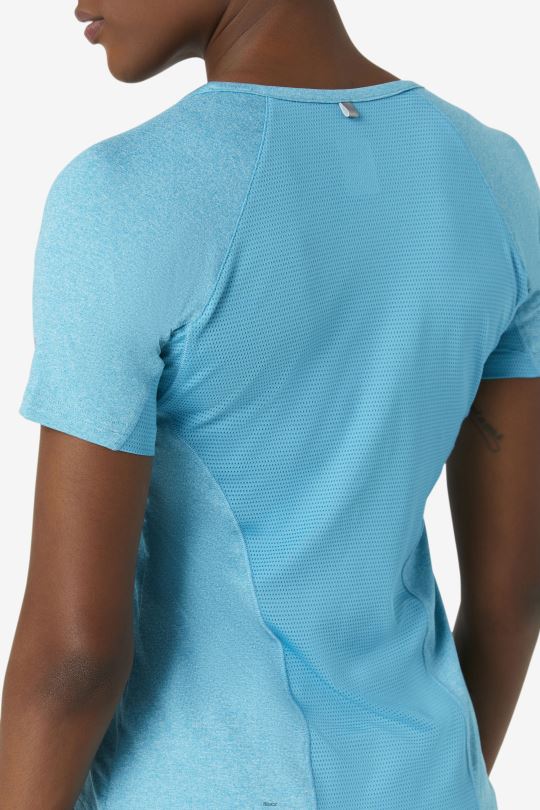 okurkový top s krátkým rukávem fila tyrkysový vřes 0668L2024 tyrkysový vřes FILA