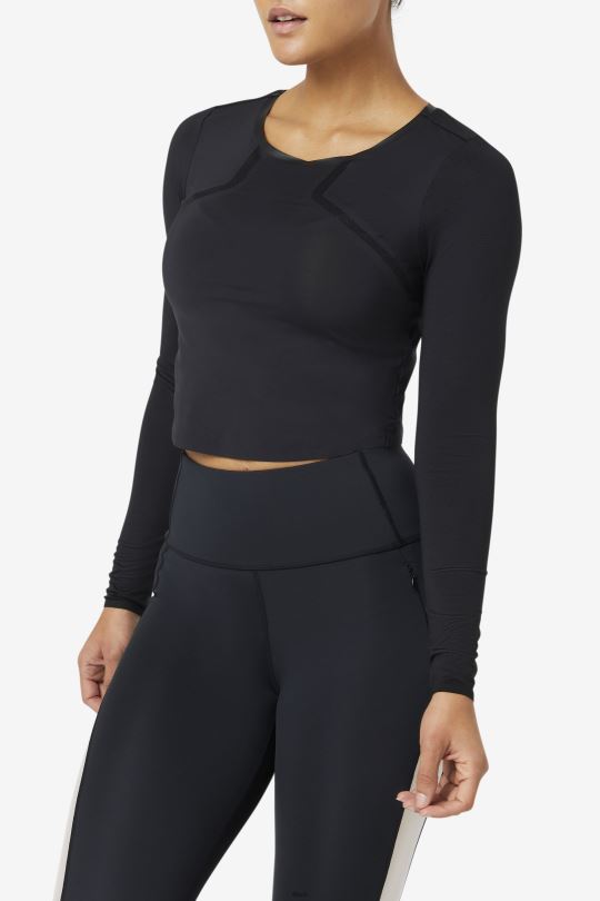 uplift dlouhý rukáv crop top černá fila 0668L1883 Černá FILA