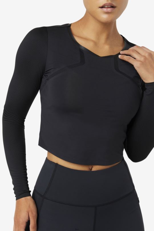 uplift dlouhý rukáv crop top černá fila 0668L1883 Černá FILA