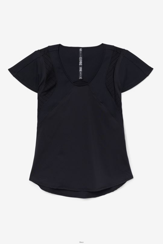 uplift texturovaný top černý fila s krátkým rukávem 0668L1871 Černá FILA