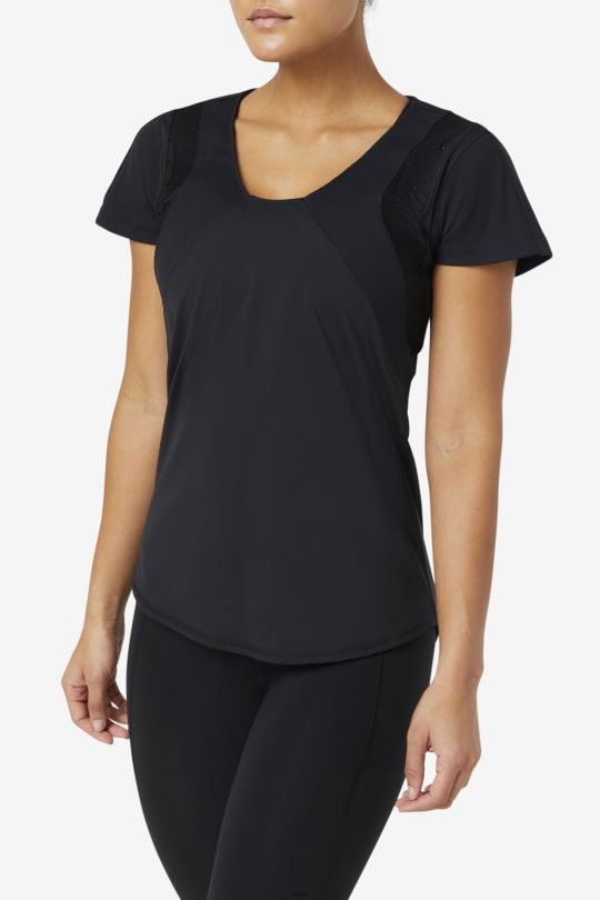 uplift texturovaný top černý fila s krátkým rukávem 0668L1871 Černá FILA