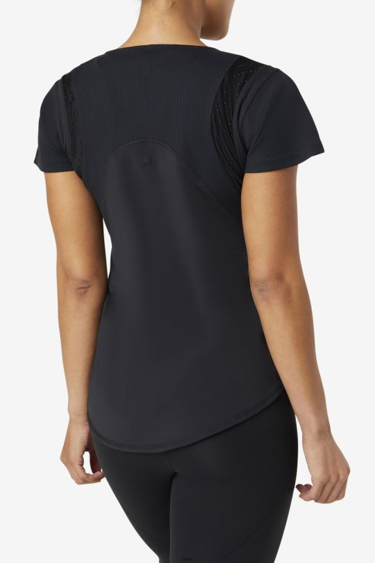 uplift texturovaný top černý fila s krátkým rukávem 0668L1871 Černá FILA
