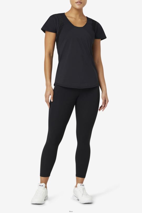 uplift texturovaný top černý fila s krátkým rukávem 0668L1871 Černá FILA