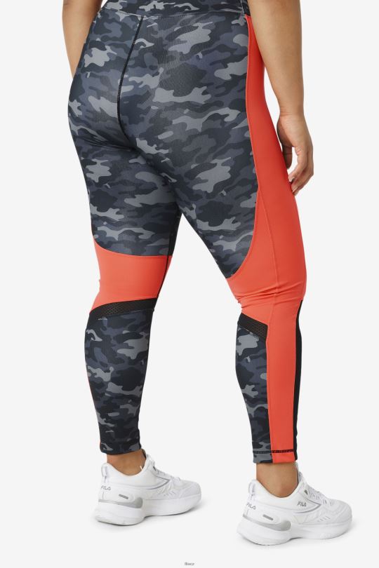Forza color blocked legging fila dark camo/hot coral/black 0668L2000 tmavý camo/žhavý korál/černý FILA