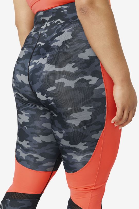 Forza color blocked legging fila dark camo/hot coral/black 0668L2000 tmavý camo/žhavý korál/černý FILA