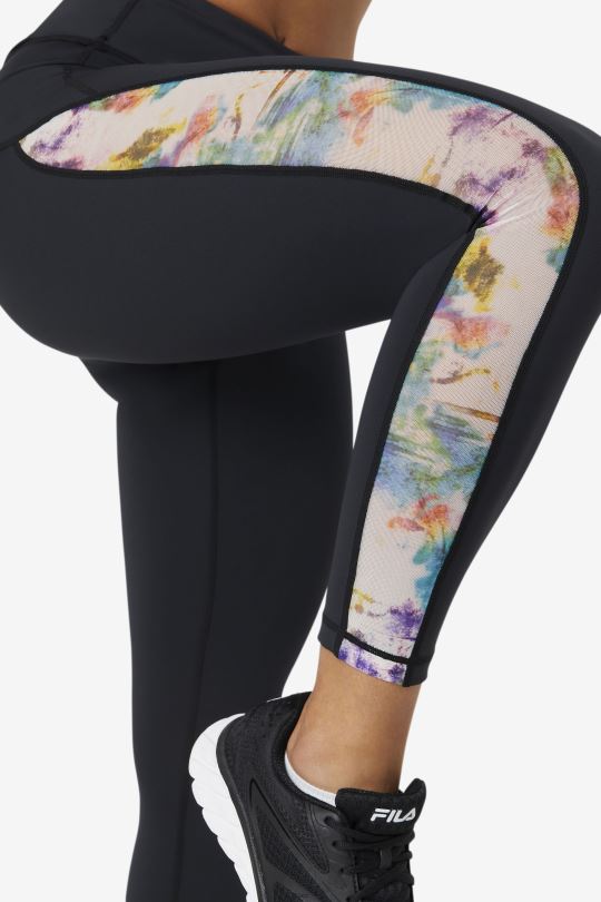 black/tie dye fila forza kontrastní 7/8 legíny 0668L1965 černá/kravatová barva FILA