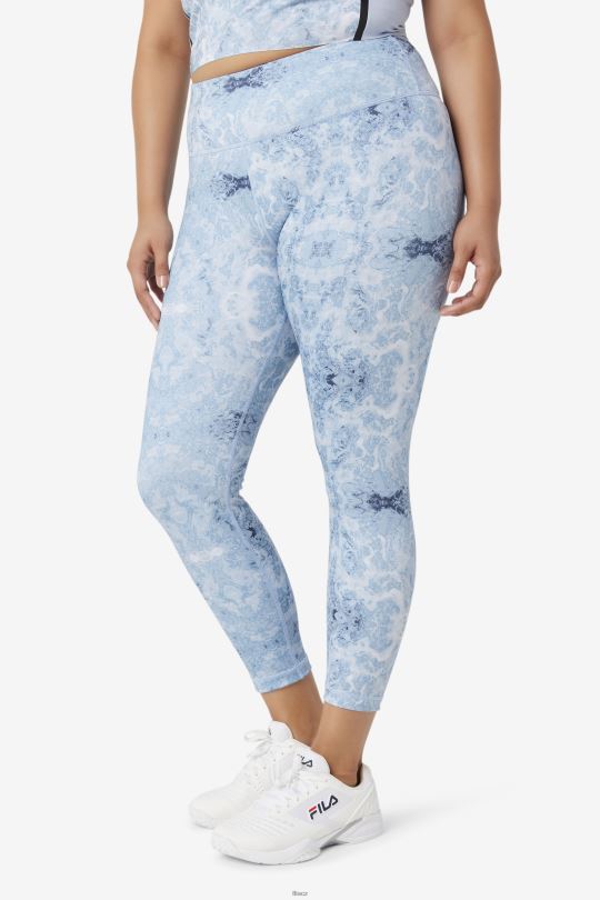 fila blue fog print forza elegantní 7/8 legíny 0668L1984 potisk modré mlhy FILA