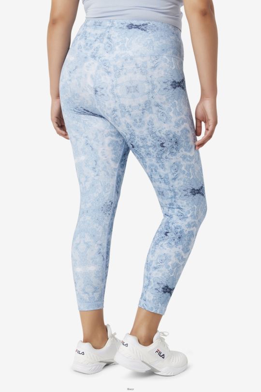 fila blue fog print forza elegantní 7/8 legíny 0668L1984 potisk modré mlhy FILA
