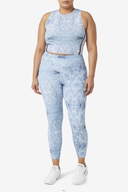 fila blue fog print forza elegantní 7/8 legíny 0668L1984 potisk modré mlhy FILA