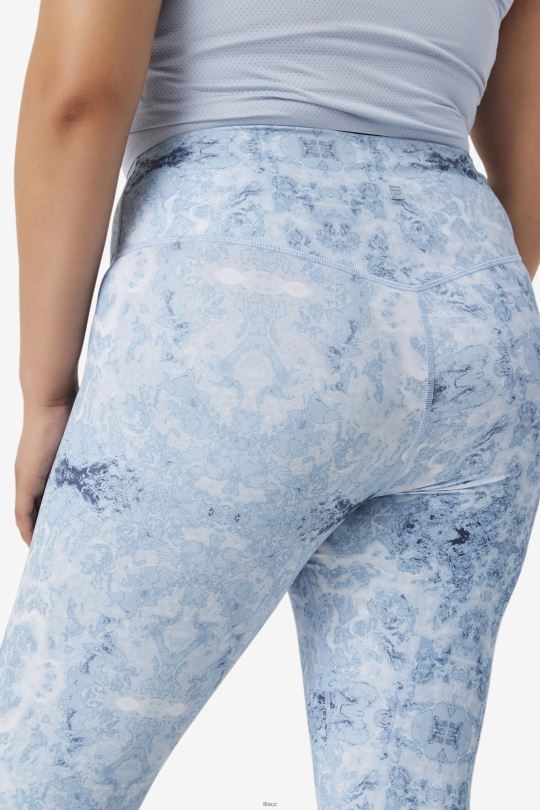 fila blue fog print forza elegantní 7/8 legíny 0668L1984 potisk modré mlhy FILA