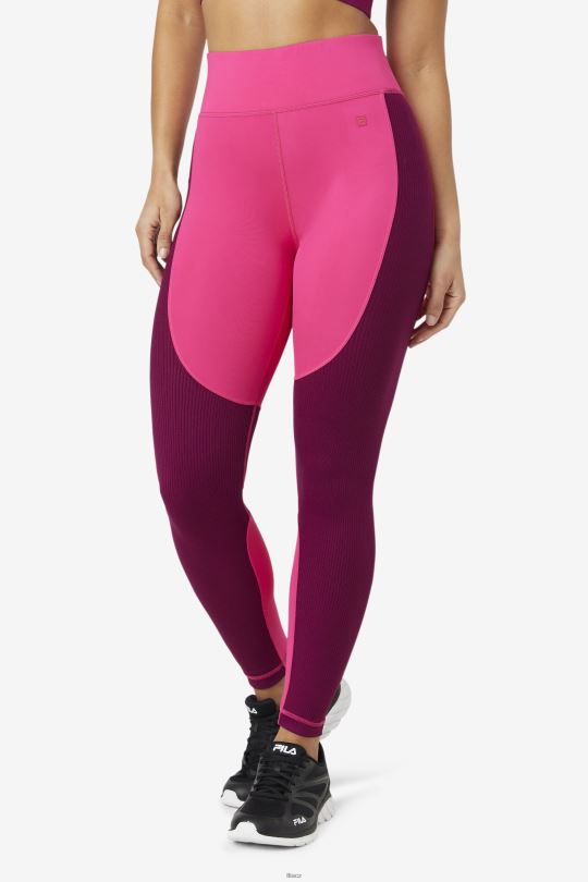 fila jasně růžové/purpurové fialové dlouhé legíny s texturou forza 0668L1990 jasně růžová/purpurová fialová FILA