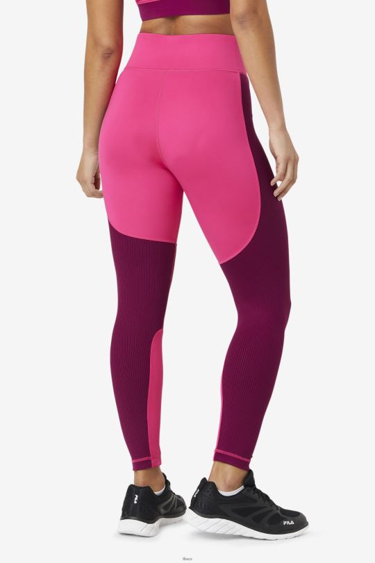 fila jasně růžové/purpurové fialové dlouhé legíny s texturou forza 0668L1990 jasně růžová/purpurová fialová FILA