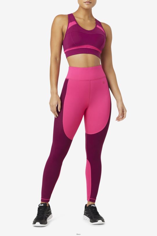 fila jasně růžové/purpurové fialové dlouhé legíny s texturou forza 0668L1990 jasně růžová/purpurová fialová FILA
