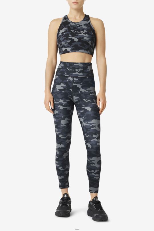 fila tmavé camo/black forza elegantní 7/8 legíny 0668L1972 tmavé camo/černé FILA