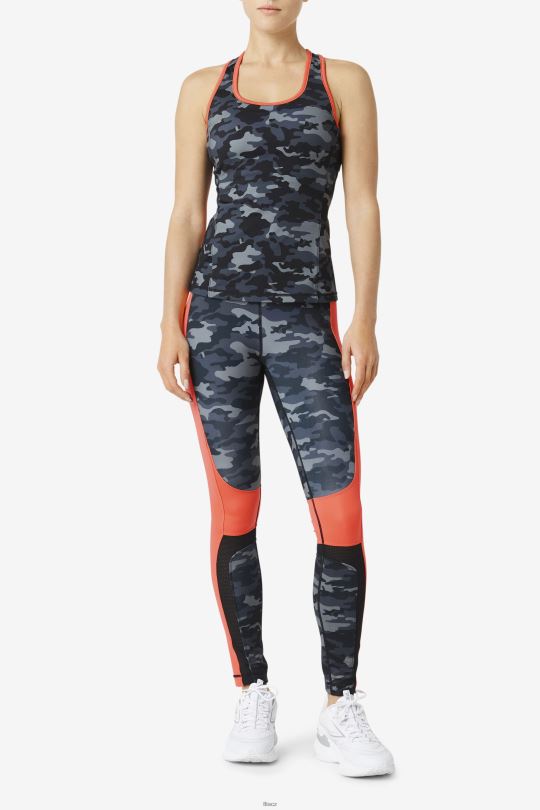 legíny forza color blocked fila dark camo/coral/black 0668L1976 tmavý camo/žhavý korál/černý FILA