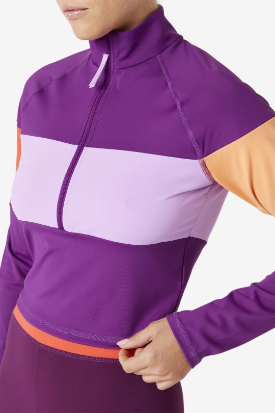 Vrstva na bázi fila jaida s polovičním zipem charisma/okvětní lístek krokusu/kayenne 0668L1435 charisma / okvětní lístek krokusu / kajenský pepř FILA