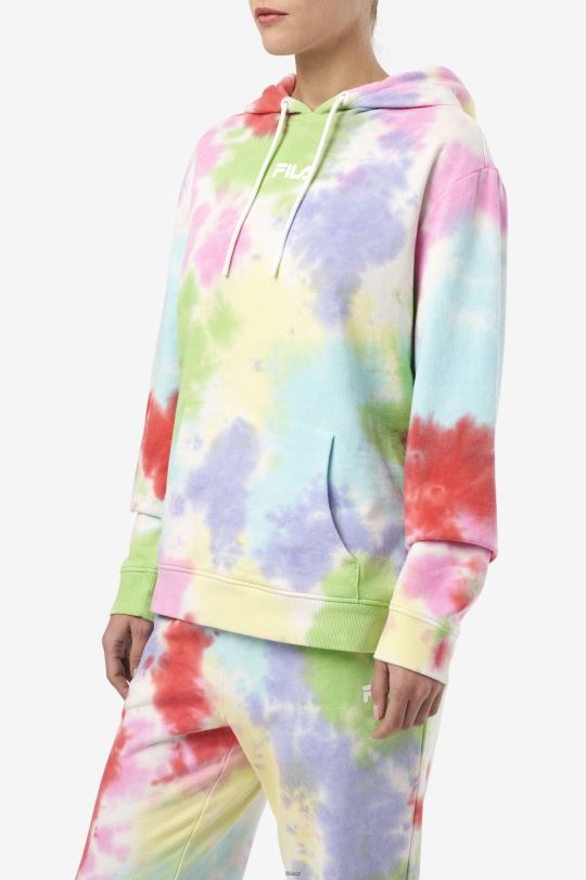 aerolynn tie dye mikina s kapucí fila zelená/bílá/brčál/červená 0668L1532 zelená/bílá/brčál/červená FILA