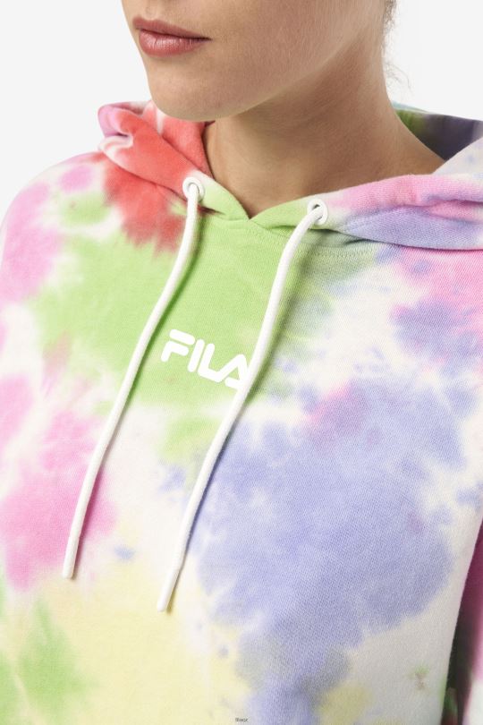 aerolynn tie dye mikina s kapucí fila zelená/bílá/brčál/červená 0668L1532 zelená/bílá/brčál/červená FILA