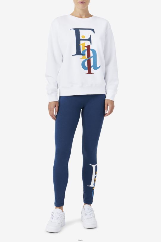 bílá/oceánská/žlutá fila araceli crewneck 0668L1485 bílá/oceán/žlutá FILA